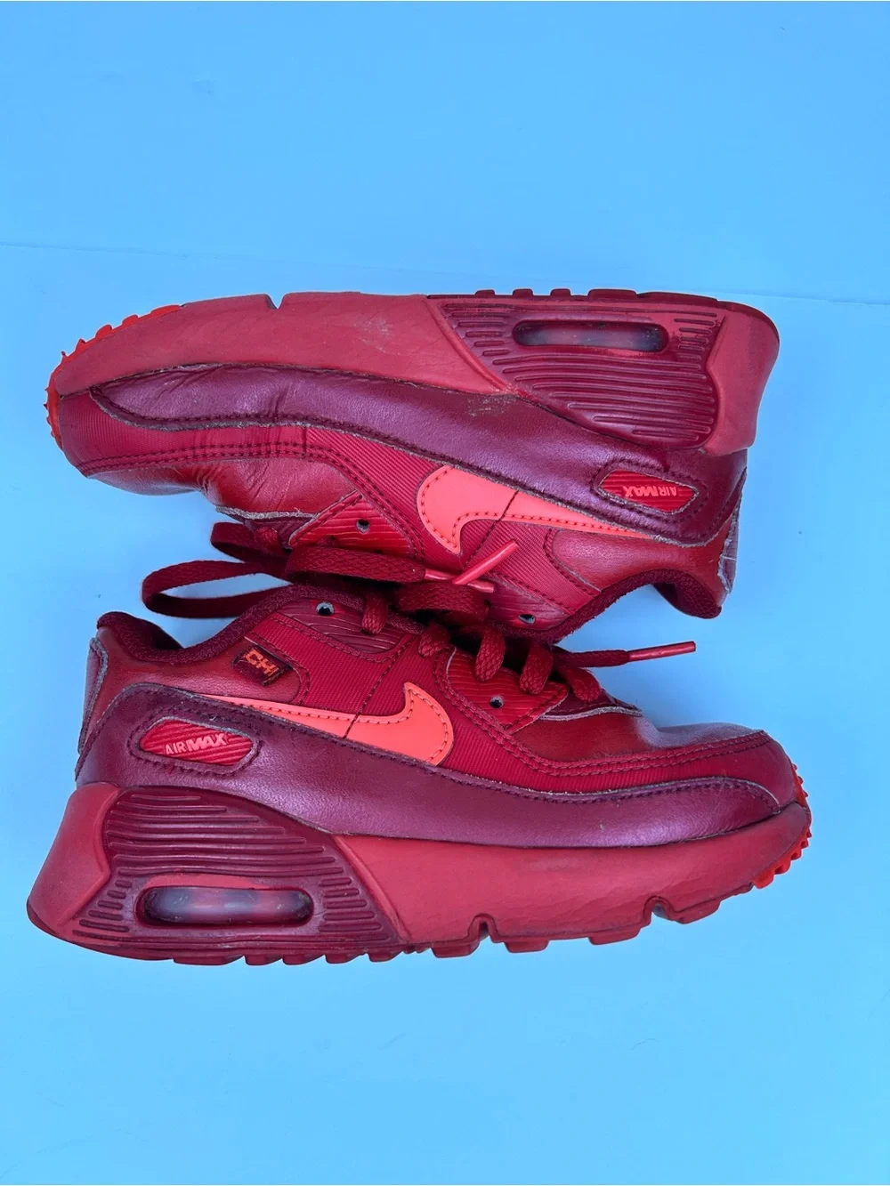 Nike Air Max 90 City Special Chicago Kids 10C Red Leather Sneakers CHI Shoes